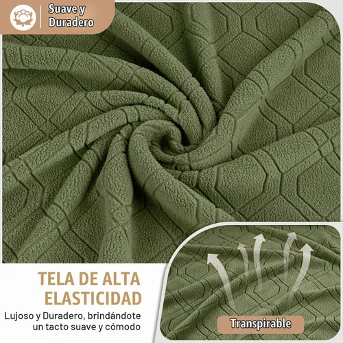 Vista 3 de VANSOFY - Funda elástica para sofá biplaza reclinable con consola central, color verde militar
