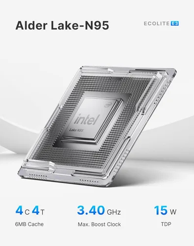 Vista 3 de BOSGAME Mini PC E3 Neo, Alder Lake N95 Mini computadoras USB-C con todas las funciones, RAM DDR4 de 16 GB, SSD NVMe de 512 GB, pantalla triple 4K