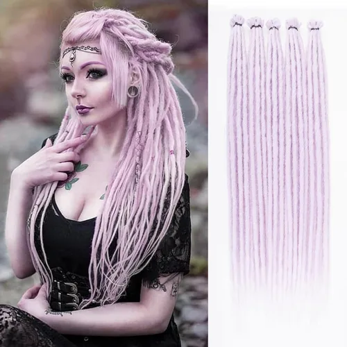 Vista 16 de Leeven Extensiones de Rastas Sintéticas de Doble Punta de 24 Pulgadas 30 Hebras Rastas Boho 613 Rubio 3 Estilos Mixtas Onduladas Rizadas DE Rastas