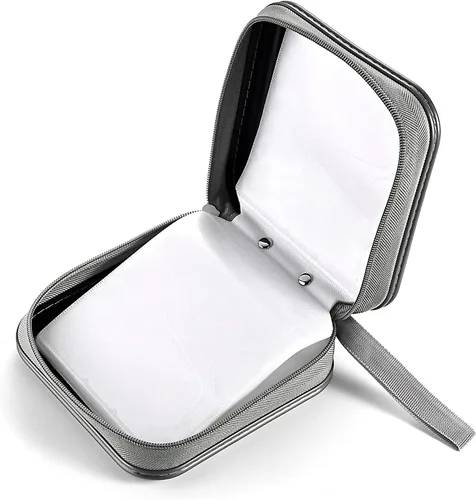 Vista 4 de LIOVODE Funda para DVD, estuche portátil para CD de 48 capacidades, almacenamiento de CD de plástico duro, organizador de cartera de DVD para Negro