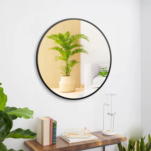 Vista 12 de Espejo rectangular pequeño negro de 11 x 15 pulgadas para espejo de tocador de baño o decoración de pared, espejo de marco de metal cepillado