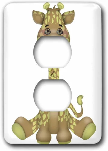 3dRose Cute Brown and Light Green Baby Giraffe Sitting 2 plug outlet cover