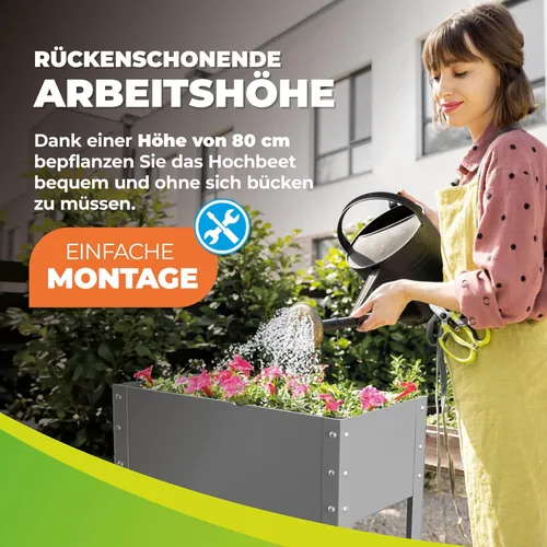 Vista 5 de Bio Green Freising-L - Cama de jardín elevada de metal con drenaje Pequeña maceta galvanizada y con recubrimiento de polvo para exteriores