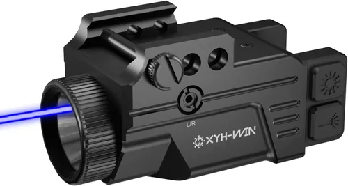 Combo láser de luz de 600 lúmenes con función estroboscópica, mira láser azul de carcasa de aluminio y luz de arma para pistola se adapta a riel