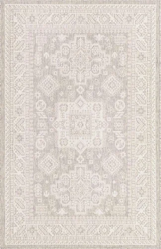 Vista 287 de Unique Loom Outdoor Aztec Collection Alfombra de área - Chalca (10 pies, redonda, azul/marfil)