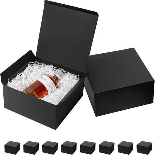 Mcfleet Cajas de Regalo Negras con Tapas 10x10x5 Pulgadas Paquete de 10 Cajas de Regalo de Cartón para Propuesta de Padrinos para Regalos, Navidad,