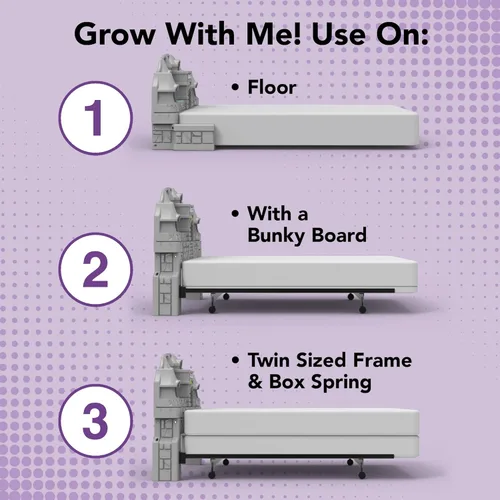 Vista 3 de Simplay3 Imagination - Cabecera de castillo de plástico tamaño individual para niños pequeños, niños y niñas con área de almacenamiento de juguetes