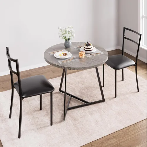 Vista 17 de GAOMON Juego de mesa de comedor para 2, mesa de cocina y sillas para 2 personas con sillas tapizadas, juego de mesa de comedor de 3 piezas, juego