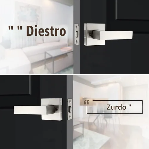 Vista 5 de Azdele Juego plateado de manija de puerta delantera, manija de puerta de Manija de puerta de níquel satinado