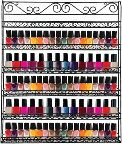Estante de pared para esmaltes de uñas marca Pana *registrar bajo Pana* (capacidad para hasta 100 esmaltes de uñas) (estructura de metal, Negro