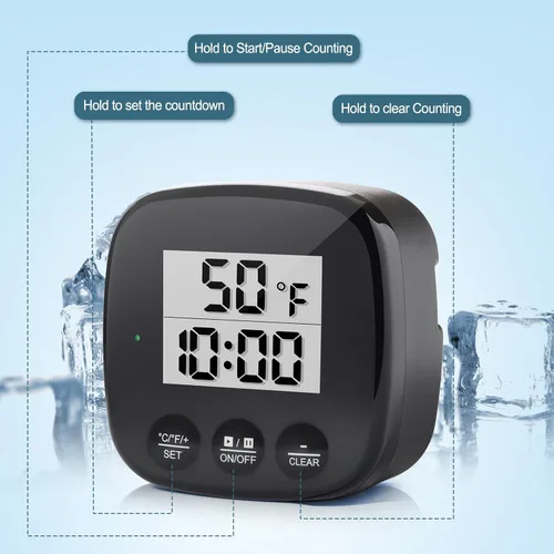 Vista 5 de Termómetro de baño de hielo - Medidor de temperatura de agua flotante con temporizador