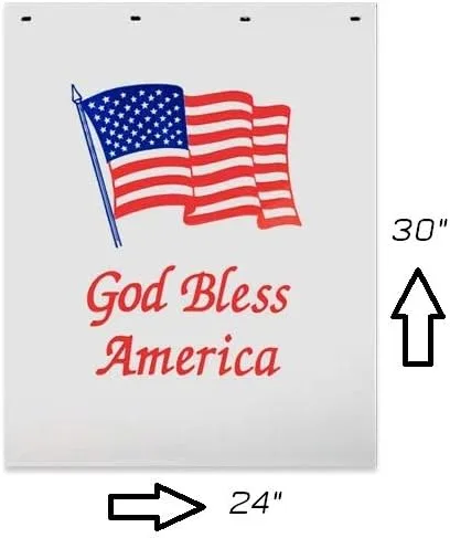 Vista 3 de Denco God Bless America - Juego de 2 solapas de barro para semirremolques resistentes de 24 x 30 pulgadas, color blanco