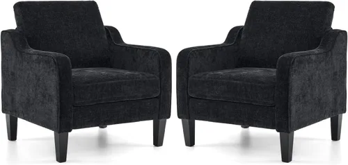 Vista 41 de VINGLI Silla decorativa moderna de mediados de siglo, sillas decorativas de tela beige para sala de estar, sillón tapizado, sofá con brazos