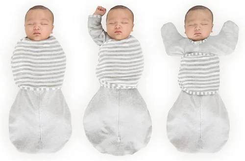 SwaddleDesigns Omni - Saco para envolver de 6 vías con envoltura, rayas jaspeadas, 6-14 libras Gris