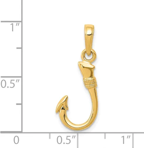 Vista 4 de Colgante de oro amarillo macizo de 14 quilates para hombre, 0.827in x 0.315in