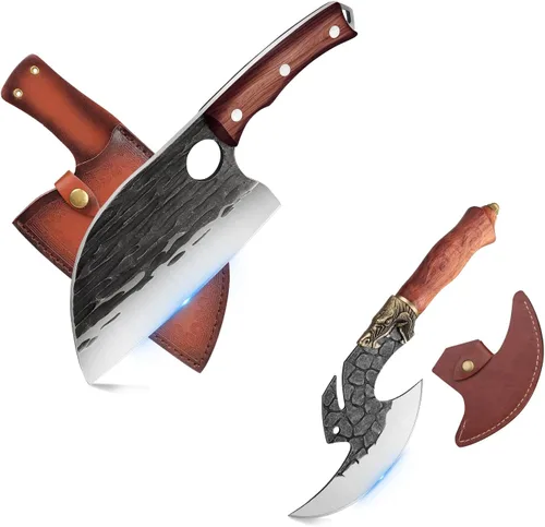 Cuchillo de chef serbio con cuchillo de carnicero para cortar carne, cocina, cocinar al aire libre, barbacoa, camping, caza, regalo para hombres