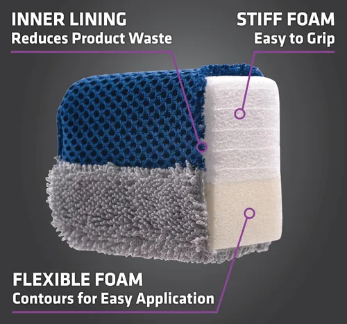 Vista 2 de VIKING Esponjas aplicadoras de brillo de neumáticos, malla multiusos y almohadilla aplicadora de microfibra para detalles de automóviles, azul
