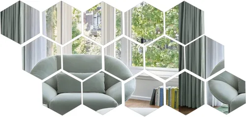 15 piezas de acrílico extraíble espejo hexagonal adhesivo de pared espejo de panal para el hogar, sala de estar, dormitorio decoración