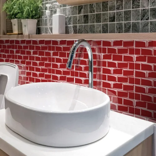 Vista 6 de Adhesivos para azulejos de mosaico, autoadhesivas, papel tapiz adhesivo impermeable para bricolaje, papel tapiz autoadhesivo para piso, cocina y 10