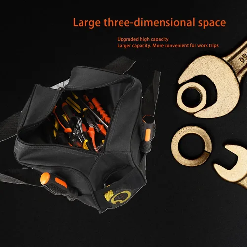 Vista 5 de FASTECH Bolsa de herramientas resistente de 14 pulgadas, bolsa de herramientas de boca ancha, bolsa organizadora de herramientas impermeable, bolsa