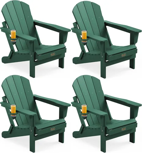 Vista 98 de SERWALL - Silla plegable Adirondack para patio, jardín, exterior, resistente a la intemperie, sillas para hoguera, color naranja