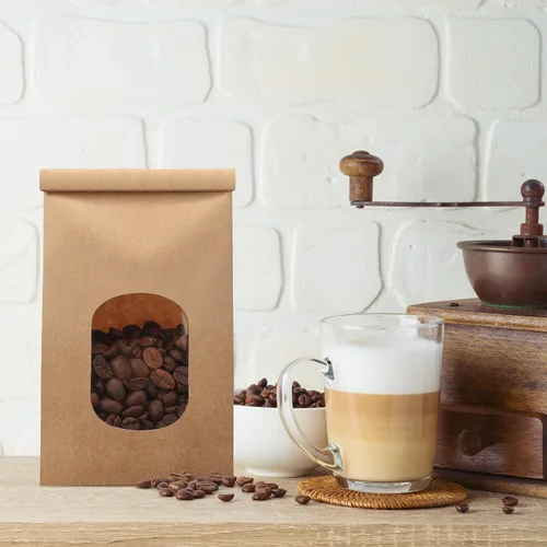 Vista 6 de 250 Pcs Bakery Bags with Window Small Kraft Paper 3.54 x 2.36 x 6.7 Inch Cookie Treat Tin Tie Tab Lock Brown for Coffee Food Candy Gift Packaging