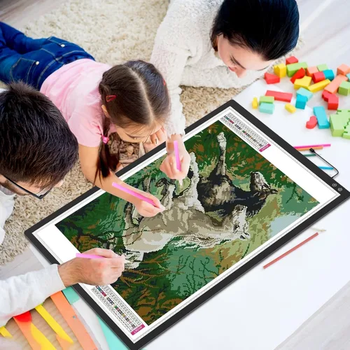 Vista 8 de TOHETO Almohadilla de luz recargable A1 de 35.4 x 23.6 pulgadas, tablero de luz LED extra grande para pintura de diamantes, caja de luz de 3 modos