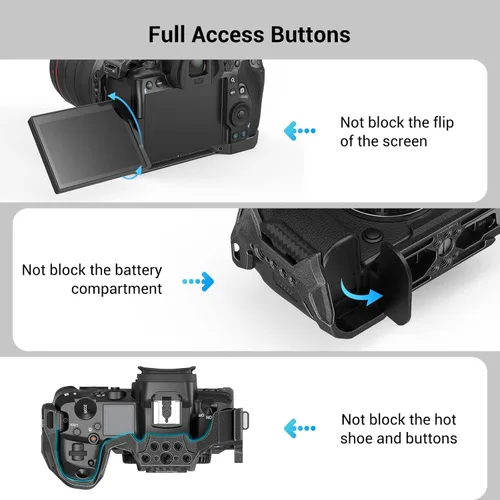 Vista 4 de SmallRig R5 R5 C R6 Cage Kit for Canon R5 R5 C R6 Mirrorless Camera with Top Handle and Dedicated Cable Clamp, Aluminum Alloy Cage for Canon R5 R6