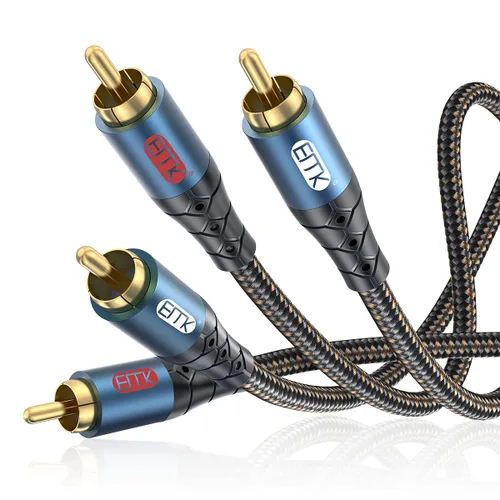Vista 8 de EMK Cable de extensión RCA Splitter 2 macho a hembra, doble blindaje chapado en oro, de nailon trenzado, divisor RCA de 1 hembra a 2 macho