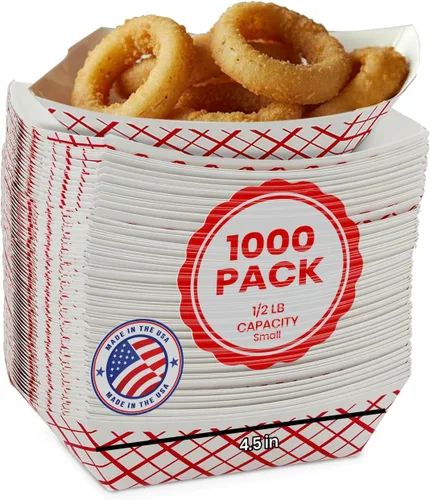 Vista 16 de MT Products Bandejas de papel desechables pequeñas de 1/2 lb – Paquete de 100 – Barcos de papel a cuadros resistentes a la grasa para aperitivos