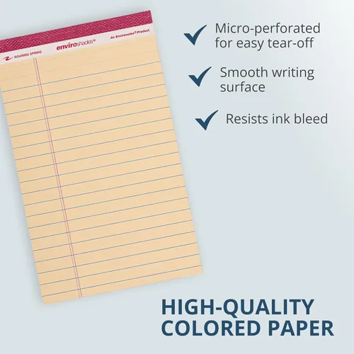 Vista 4 de ROARING SPRING Enviroshades - Bloc de notas pequeñas de colores surtidos, paquete de 6, mini bloc de notas recicladas con rayas legales, 5 x 8