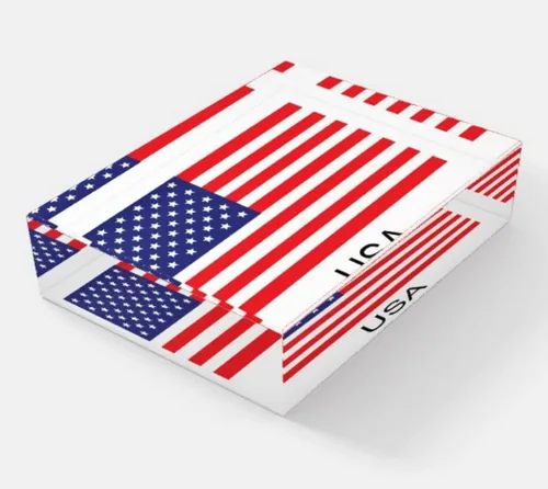Vista 3 de Infusion Pisapapeles rectangular de cristal con la bandera de Estados Unidos