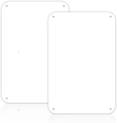 Paquete de 2 letreros de metal blanco en blanco, 10 x 7 pulgadas, letrero de aluminio en blanco para bricolaje, libre de óxido, resistente a la