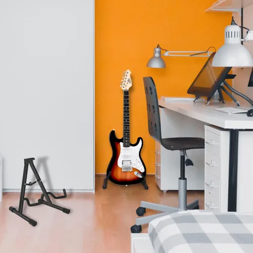 Vista 7 de EASTROCK Soporte de guitarra profesional portátil negro trípode ajustable con marco A para guitarra acústica, múltiples guitarras para guitarra