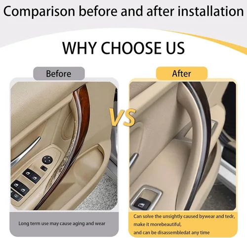 Vista 5 de Cubierta para manija de puerta de automóvil izquierda y derecha, Cubiertas Decorativas Protectoras para Manijas de Tirador Interior de Puerta