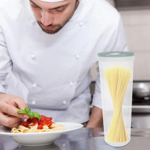 Vista 8 de Hemoton Contenedor de almacenamiento de pasta de espaguetis con tapa, contenedores de almacenamiento de alimentos, contenedores de almacenamiento