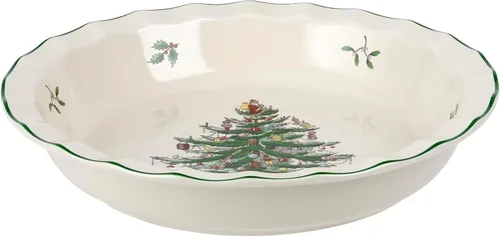 Vista 8 de Spode Cesta de Pan Ovalada Christmas Tree, Cuenco con Asa de 12 Pulgadas para Frutas, Pan, Galletas - Regalo de Porcelana, Vajilla Navideña y Plato