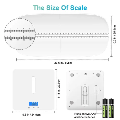 Vista 3 de Báscula digital para mascotas, báscula para bebés, con 3 modos de pesaje (kg/oz/lb), máxima 220 libras, capacidad con precisión de hasta 0.02