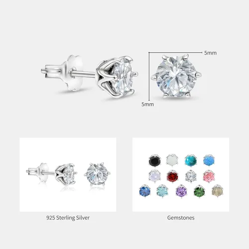 Vista 7 de Aretes de plata de ley 925 con piedras preciosas para mujer, aretes de plata de ley, aretes de piedra natal de plata, aretes de piedras preciosas