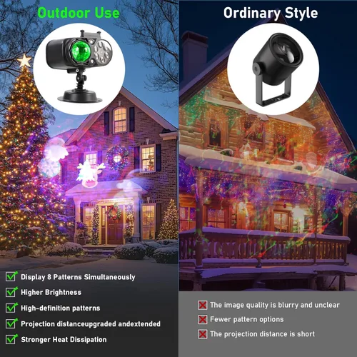 Vista 7 de Proyectores navideños mejorados 2025, luces de proyector de decoraciones navideñas más brillantes, luz de proyector de Navidad con 10 diapositivas