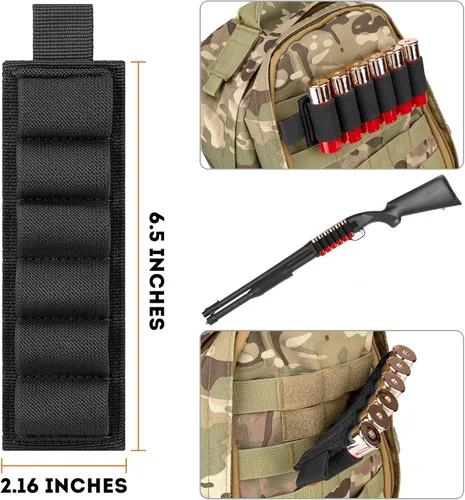 Vista 4 de IronSeals 4 Pack Tactical Outdoor 6 Round Shotgun Shell Holder Ammunition Pistol Bullet Reload Holder with Adhesive Backing Sticker