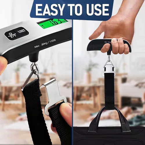 Vista 5 de Báscula digital de equipaje para paquetes Báscula colgante para paquetes de pesaje, báscula portátil de equipaje digital esencial de viaje de 110