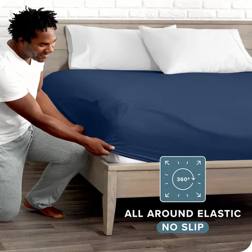 Vista 178 de Bare Home - Sábana bajera ajustable tamaño individual XL, microfibra 1800 muy suave y duradera, para colchones altos; color blanco