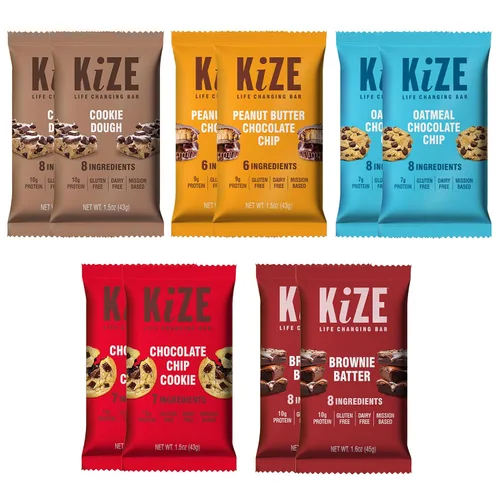 Vista 10 de KiZE Energy Bars - Barras energéticas de reemplazo de comidas con alto contenido de proteínas, a base de mantequilla de almendras, sin gluten, sin