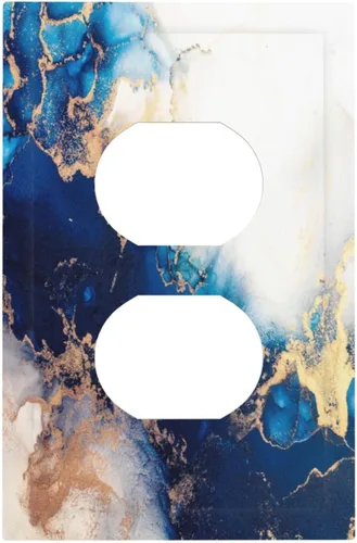 Vista 2 de Cubierta de placa de pared dispositivo duplex de 1 banda de mármol abstracto en arte interruptor de luz de salida eléctrica de cara fluida azul