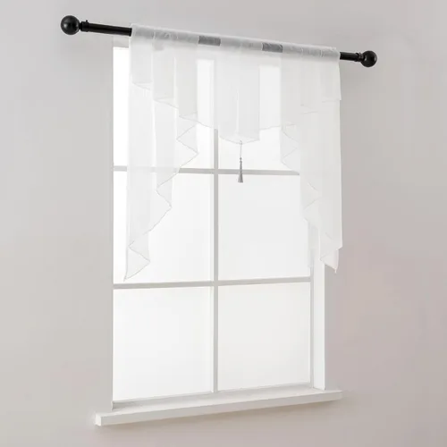 Vista 3 de PearAge Cortinas traslúcidas con cenefa para sala de estar, cenefa para ventanas de granja, cortinas festoneadas a medida con bolsillo para barra