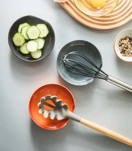 Vista 6 de LYEOBOH Soporte de cuchara para encimera de cocina, soporte grande para cuchara de cocina, soporte de cuchara de cerámica de 5 pulgadas