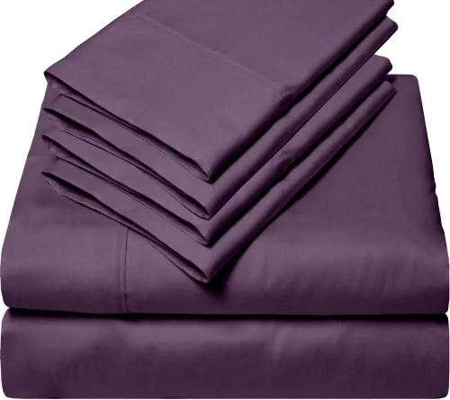 Vista 9 de Femini Fashion Juego de sábanas de 6 piezas 100% algodón egipcio Giza, almohada de sábanas Giza, algodón de fibra larga de 600 hilos, tejido