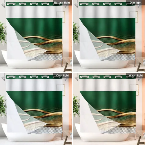 Vista 835 de Shrahala Father and Child Embracing No Hooks Shower Curtain with Snap in Liner Set, Tender Moment Captured Bathroom Décor Polyester Fiber Waterproof