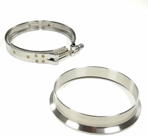 Vista 3 de Kit de abrazadera de brida en V de 5" para tubo de escape para Borg Warner S400 S400SXE S475 S480 S463 S467 SX-E SX Turbo con brida T6